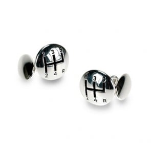 Silver Plate Gear Shift Chain Link Cufflinks by Onyx-Art London