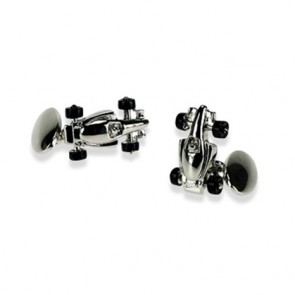 Silver Plate Racing Car Chain Link Cufflinks by Onyx-Art London