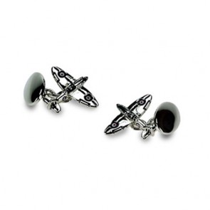 Silver Plate Spitfire Chain Link Cufflinks by Onyx-Art London