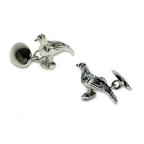 Silver Plate Pheasant Chain Link Cufflinks by Onyx-Art London