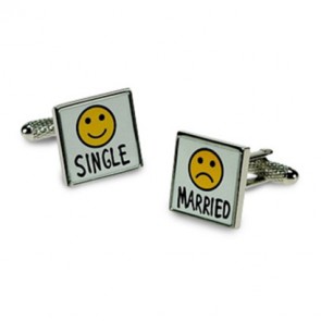 Smiley Face Single Married Cufflinks by Onyx-Art London