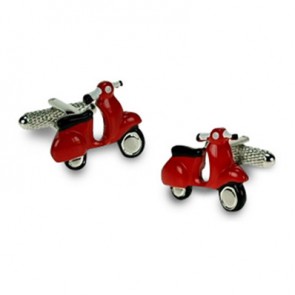 Red Vespa Scooter Cufflinks by Onyx-Art London