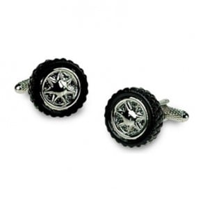 Black And Silver Tyre Cufflinks by Onyx-Art London