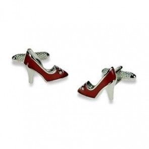 Red Shoes With Crystals Cufflinks by Onyx-Art London