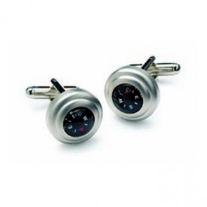 Satin Silver Compass Cufflinks by Onyx-Art London