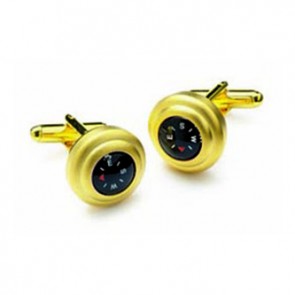 Satin Gold Compass Cufflinks by Onyx-Art London