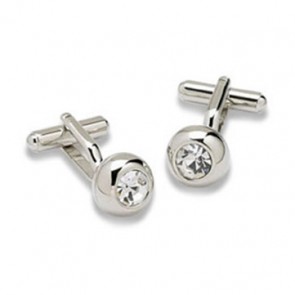 Round Clear Crystal Cufflinks by Onyx-Art London