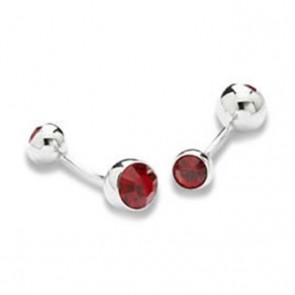 Red Crystal Barbell Cufflinks by Onyx-Art London