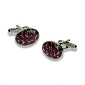 Purple Oval Flower Cufflinks by Onyx-Art London