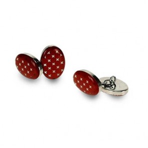 Red Oval Cufflinks by Onyx-Art London