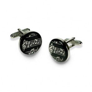 Circular Musical Notes Cufflinks by Onyx-Art London