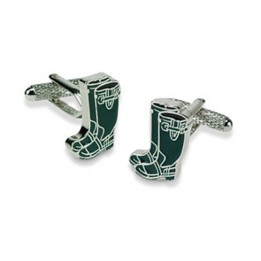 Green Wellies Shaped Cufflinks by Onyx-Art London