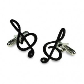 Treble Clef With Crystal Cufflinks by Onyx-Art London