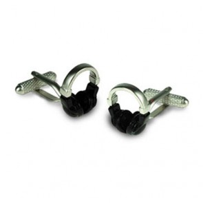 Headphones Cufflinks by Onyx-Art London