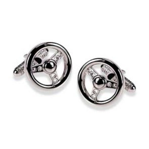 Steering Wheel Simple Cufflinks by Onyx-Art London