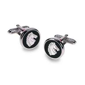 Horses Head on Black Cufflinks by Onyx-Art London