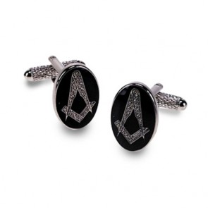 Masonic Oval Black Cufflinks by Onyx-Art London