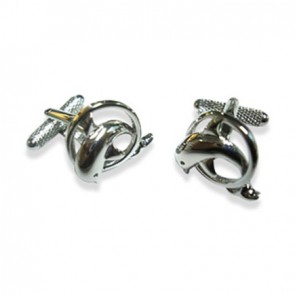 Dolphin Through Hoop Cufflinks by Onyx-Art London