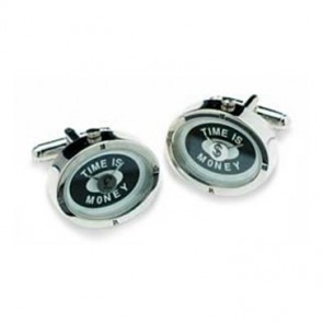 Silver Time Is Money Watch Cufflinks by Onyx-Art London