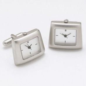 Silver And White Satin Watch Cufflinks by Onyx-Art London