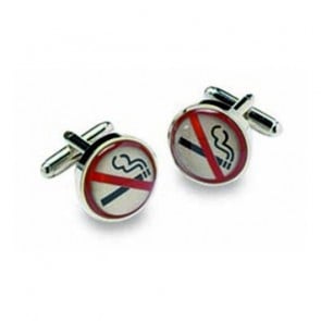 No Smoking Circular Cufflinks by Onyx-Art London