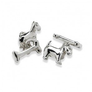 Scottie Dog And Bone Cufflinks by Onyx-Art London