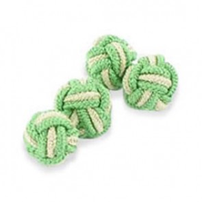 Green And Cream Knot Cufflinks by Onyx-Art London