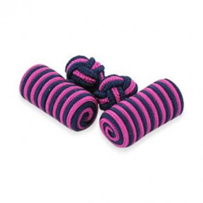 Navy And Cerise Silk Cufflinks by Onyx-Art London