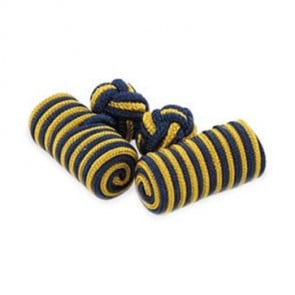 Navy And Gold Silk Cufflinks by Onyx-Art London