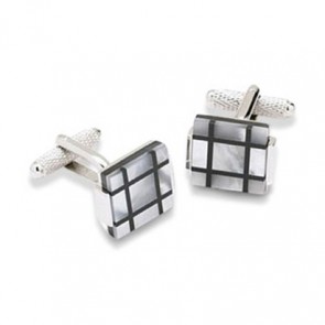 Black Grid Mop Cufflinks by Onyx-Art London