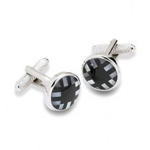 White Stripes On Black Mop Cufflinks by Onyx-Art London