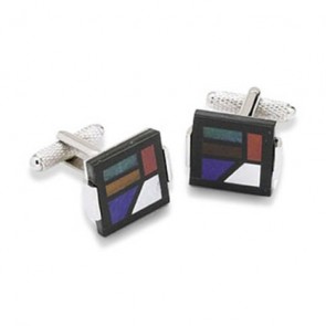 Black Border Mosaic Mop Cufflinks by Onyx-Art London