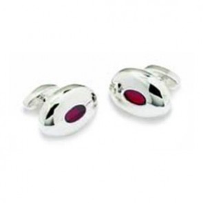 Oval Red Inset Cufflinks by Onyx-Art London