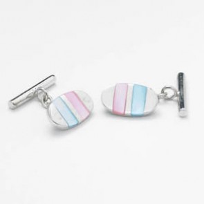 Pink And Blue Mop Chain Cufflinks by Onyx-Art London