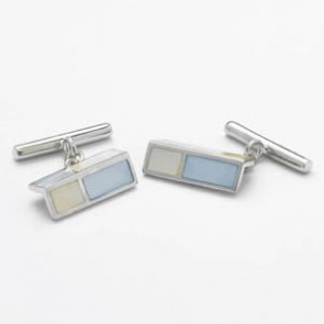 Yellow And Blue Mop Chain Cufflinks by Onyx-Art London