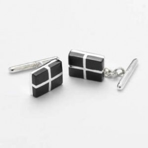 Black And Silver Cross Mop Chain Cufflinks by Onyx-Art London