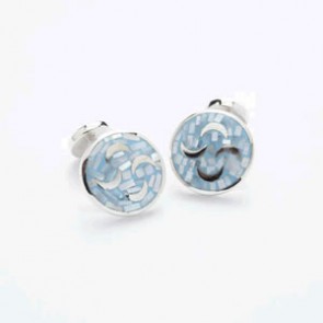 Mosaic Blue Silver Cufflinks by Onyx-Art London