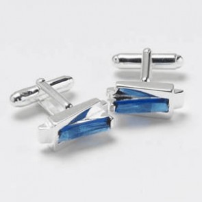 Silver Blue Cz Cufflinks by Onyx-Art London