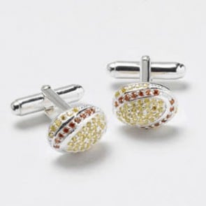 Silver Yellow And Red Cz Cufflinks by Onyx-Art London