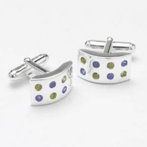 Silver Multicoloured Cz Dotted Cufflinks by Onyx-Art London