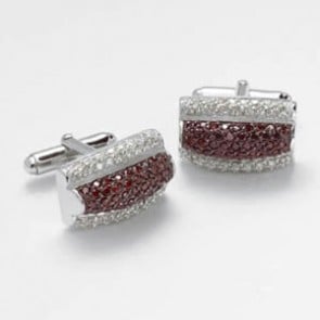 Clear And Red Cz Cluster Cufflinks by Onyx-Art London