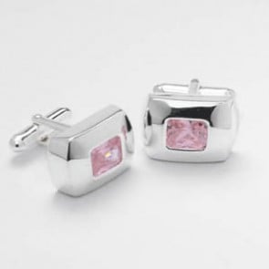 Rectangular Pink Cz Cufflinks by Onyx-Art London