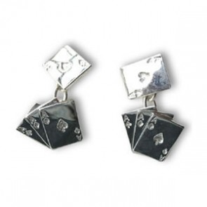 Sterling Silver Aces Cufflinks by Onyx-Art London