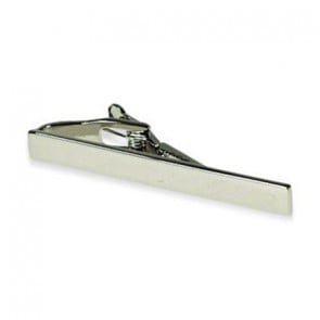 Rhodium Slim Tie Bar by Onyx-Art London