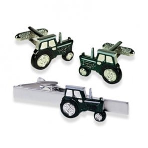 Tractor Green Tie Bar Set by Onyx-Art London