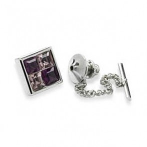 Square Purple And Clear Crystal Tie Pin by Onyx-Art London
