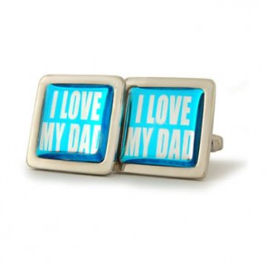 I Love My Dad Aquamarine Square Cufflinks by Richard Cammish