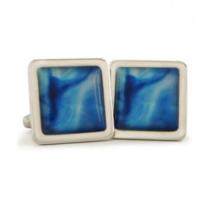 Blue Aura Cleansed Square Cufflinks by Richard Cammish