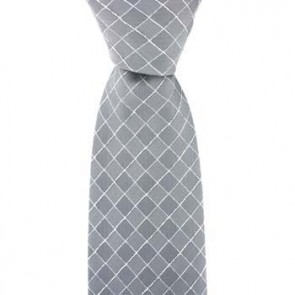 Silver Diamond Chequered Tie by Sax Design