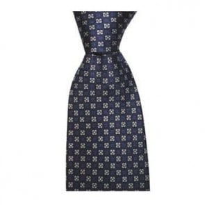 Blue And Grey Flower Patterned Tie by Sax Design